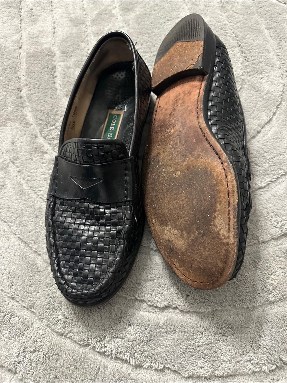Cole Haan Black Woven Leather Slip-On Loafers - Picture 4 of 5